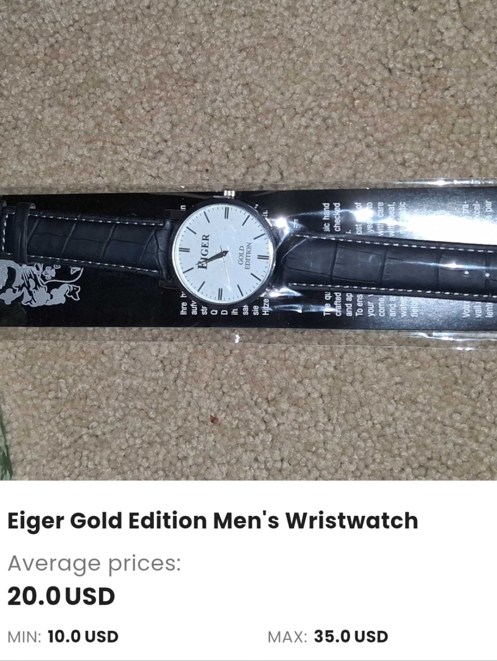 Gold Edition Men's Black Leather Strap Watch